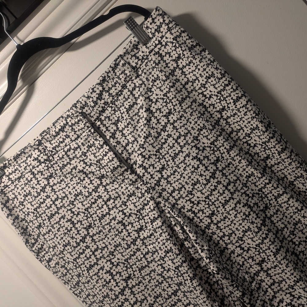 Kim Rogers Black & White Floral Wide Leg Pants Size 16